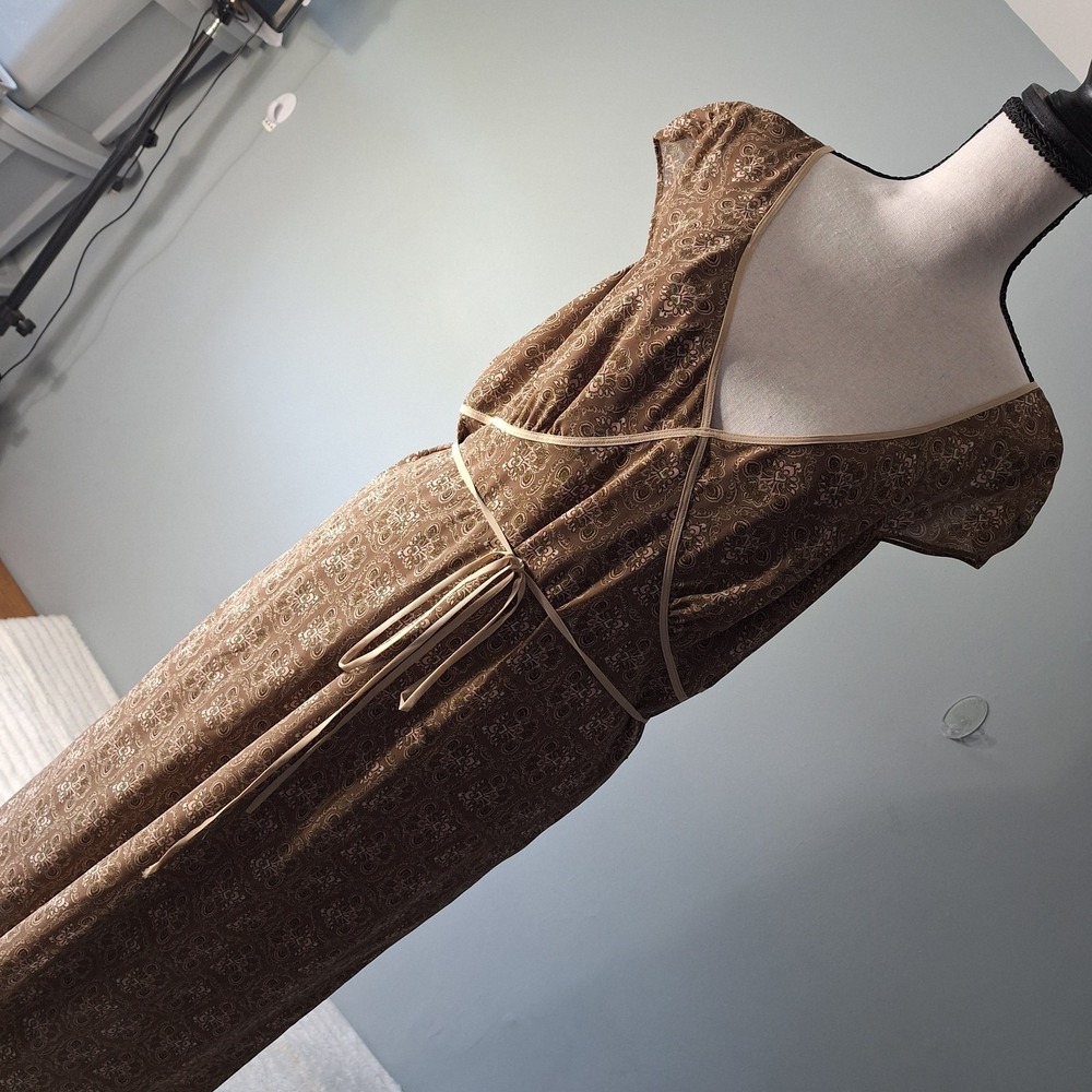 90s Y2K Ann Taylor Loft Floral Baby Doll Dress Womens 14 Brown Paisley Fairy